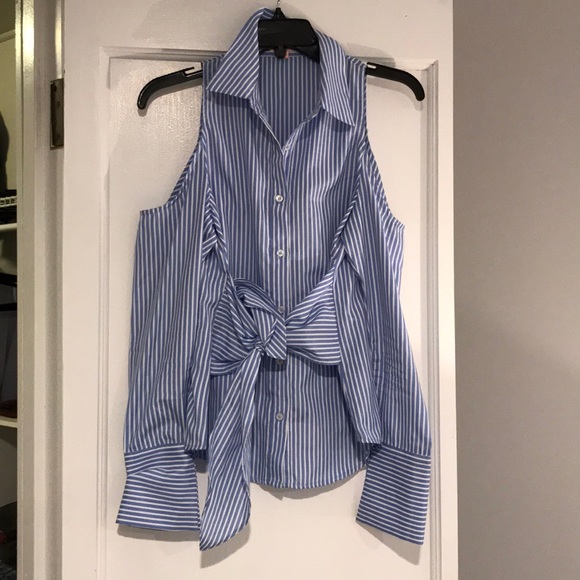 Renamed striped button down tie top - Picture 4 of 4